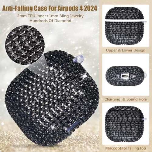 VISOOM Airpods 5 4 Cases iPods 4/5 Cover for Women,Unique Jewelry Design - color: J-Black, size: Airpods 4/5(2024/2026)