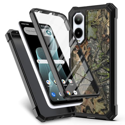 for Cricket Debut S3 Phone Case (U572AC)/AT&T Vista 2 (U572AA) w/[Built-in Screen Protector] Dual Layer Shockproof [Military-Grade][Full-Body] Protective Cover for Teen Women Man Hunt Tree Camo Leaf - color: BLD IN TREE BROWN