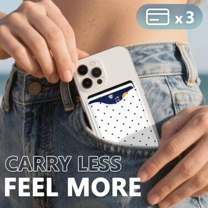 Polka Dots Magnetic Wallet Compatible with Magsafe Wallets for iPhone 17/16/15/14/13/12 Series Pro Max Plus Cute Phone Magnet Card Holder Fit 3 Cards for Women Girl Lether Mag Safe White - color: Polka Dots (White)