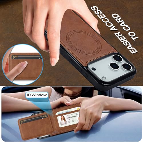 L3 2 in 1 Detachable Leather Wallet and Phone Cases Compatible with iPhone 17 Pro Case with Card Holder RFID Blocking, Compatible with Magsafe Charging 6.3 Kickstand (Brown, IP 17 Pro) - color: Brown, size: 6.3
