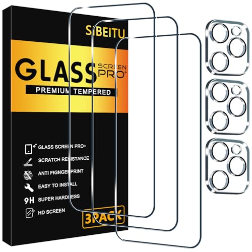 SIBEITU 3+3 Pack Screen Protector for iPhone 16 Pro 6.3 Inch Tempered Glass | 3 Pack Screen + 3 Pack Camera Lens Protector, 6.3 Inch HD Clear 9H Hardness, Scratch Resistant, Case Friendly - size: iPhone 16 Pro 6.3"