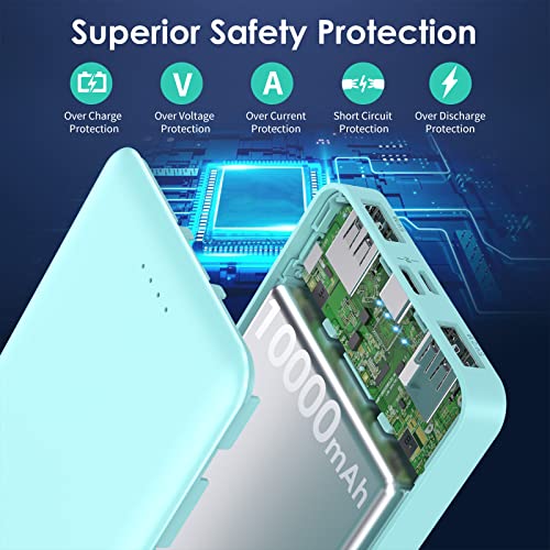 [2 Pack]Portable Charger Power Bank 10000mAh,Slimmer USB C Fast Charging Portable Phone Charger,Travel Essentials Backup External Battery Pack for iPhone 17/16/ 15/14/13/12,Galaxy,Android-Green+Purple - color: Green+Purple