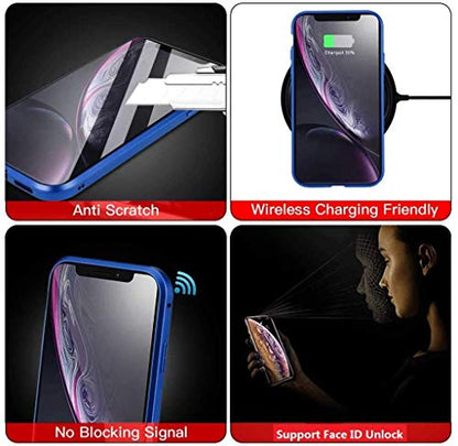 Magnetic Titanium for iPhone 14 Pro Max Privacy Screen Case Full Body Cover - color: Blue Titanium, size: iPhone 14 Pro Max