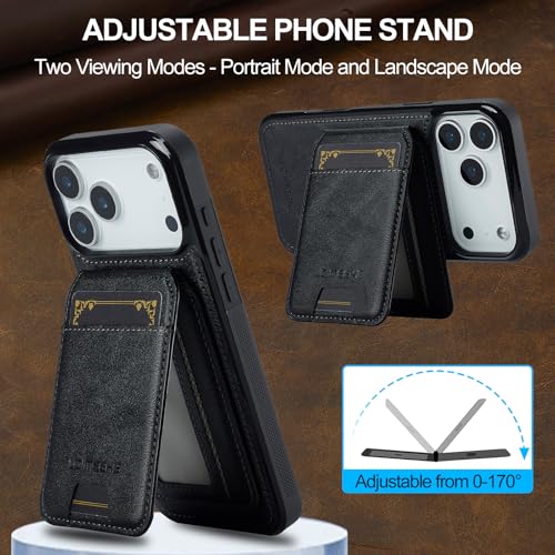 L3 2 in 1 Detachable Leather Wallet and Phone Cases Compatible with iPhone 17 Pro Max Case with Card Holder RFID Blocking, Compatible with Magsafe Charging 6.9 Kickstand (Black, IP 17 Pro Max) - color: Black, size: 6.9