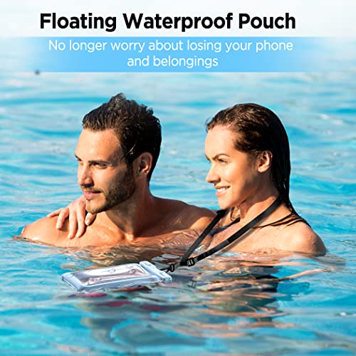 CACOE Floatable Waterproof Phone Pouch 2 Pack Up to 7.0",Black+Light Blue | Floatable, IPX8 Waterproof Phone Case,Adjustable Lanyard,Dry Bags for Beach/Cruise/Travel/Camping/Kayak/Vacation Essentials - color: Black+Light Blue