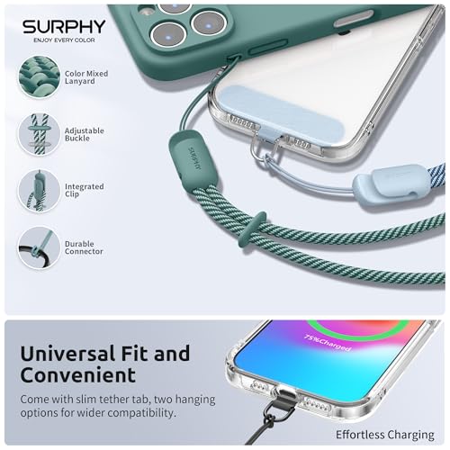 SURPHY 3 Pack Phone Wrist Strap, Phone Lanyard with Cellphone Tether Tab - color: Black & Cloud Blue & Green