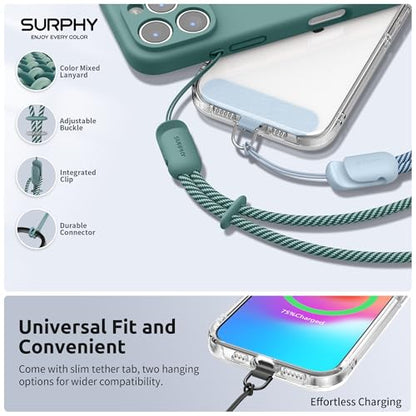 SURPHY 3 Pack Phone Wrist Strap, Phone Lanyard with Cellphone Tether Tab - color: Black & Cloud Blue & Green