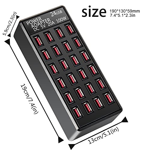 100w 24(20A) Port, USB Fast Charging Station,Travel Desktop USB Rapid Charger,Multi Ports Charging Station Organizer Compatible with Smartphones,Tables,and More Devices - size: 24-port