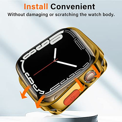 Amizee Rugged Case Compatible with Apple Watch Case Series 9/8/7 41mm SE 3/2/1 Series 6/5/4 40mm, Soft TPU Shockproof Bumper Drop Proof Protective Cover Compatible with iWatch - Plating Gold - color: Plating Gold, size: 40mm/41mm