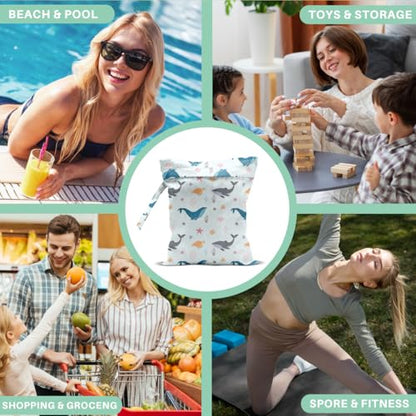 Wet Dry Bags for Diaper Waterproof Swimsuit Washable Reusable Bag for Beach Diapers Dirty Yoga Gym Clothes Plant Gifts for Men Baby Friend Women 12.5x10.2 Inches - color: Fish8