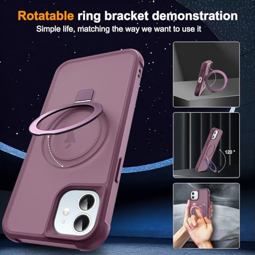 SKYLMW Compatible with iPhone 11 Case with Stand,Wine Red | iPhone 11 Phone Case 6.1",Magnetic Ring Stand,Compatible with MagSafe,Military-Grade Protection,Great Grip Feeling - color: Wine Red, size: Iphone 11