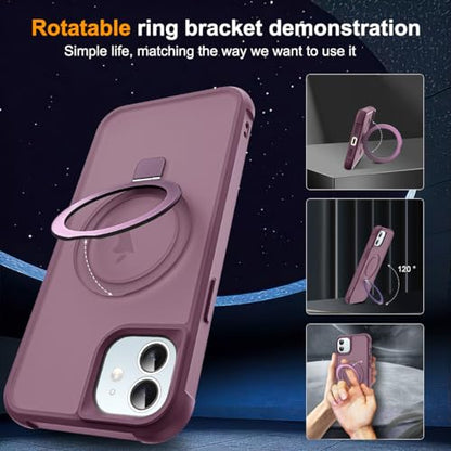 SKYLMW Compatible with iPhone 11 Case with Stand,Wine Red | iPhone 11 Phone Case 6.1",Magnetic Ring Stand,Compatible with MagSafe,Military-Grade Protection,Great Grip Feeling - color: Wine Red, size: Iphone 11