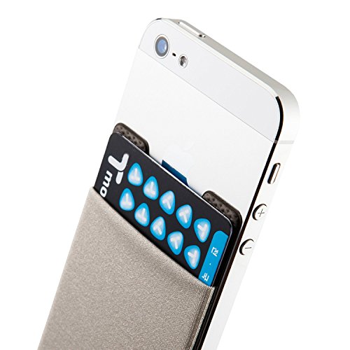 Sinjimoru Cell Phone Wallet Stick on, Card Holder for Back of Phone, Grey - color: Grey