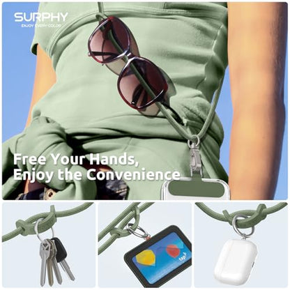 SURPHY Phone Lanyard Crossbody, Phone Strap Crossbody with 2 Tether Tabs - color: Army Green