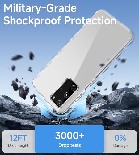 USLAI Case for Samsung Galaxy S20+ Plus, Anti-Yellowing, Crystal Clear Back, Shockproof & Military‑Grade Drop Protection - Transparent - color: Clear, size: Galaxy S20+ Plus