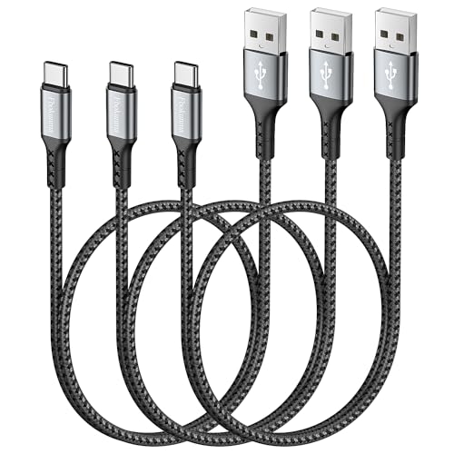 Short USB C Cable 1.6FT 3Pack, 20inch 3A USB A to USB C Cable Fast Charging Data Sync Braided Compatible with iPhone15/15Pro/15Pro Max/15Plus, Galaxy S23/S22/S21, Note10/9（Grey） - size: 1.6FT
