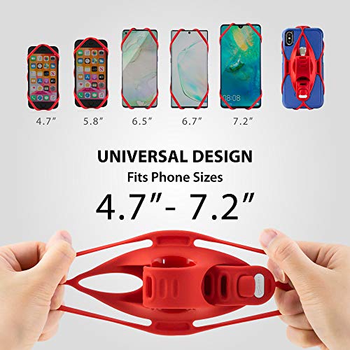 Bone Bike Tie 4, Bike Cell Phone Mount for Handlebar, Scratch-Free Silicone Holder with Anti-Slip Design, Universal Cycling Phone Holder Compatible with Most Smartphones (Red - Handlebar) - color: Bike Tie 4 - Red