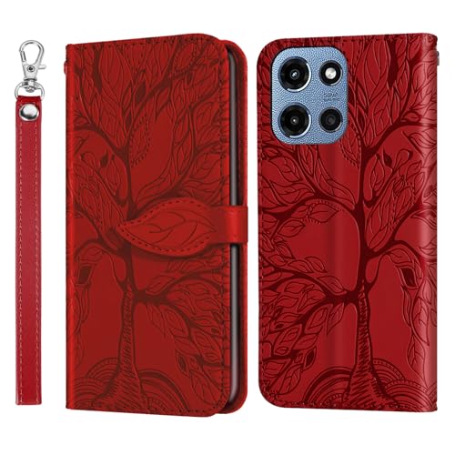 Case for Moto G Play 2026/Moto G 2026/G5G 2025 6.7 inch, Flip Wallet Case Folio PU Leather Phone Cover with Card Holder Lanyard Magnetic Closure-Red - color: Red, size: Moto G Play 2026/Moto G 2026/G5G 2025