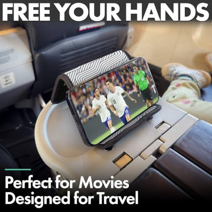 Flight Flap Airplane Phone Holder - Foldable Phone Stand for Plane Travel - color: Mono Lines, size: Large