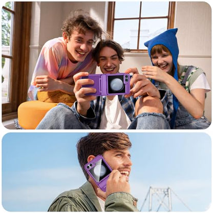 GooseBox for Samsung Galaxy Z Flip 5 Case with Screen Protection, Flip z 5 Slim HD Clearly Protective Case with Hinge Protection & Full Body Rugged Cover Ultra Thin Case for Galaxy Flip 5 (Purple) - color: Flip5-Purple