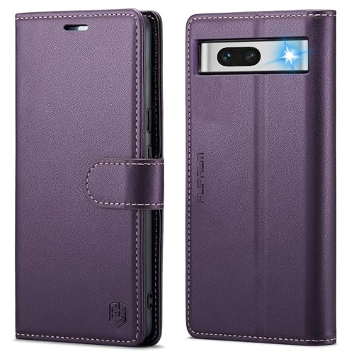 FLIPALM Wallet Case for Google Pixel 8a, Purple | Card Holder, RFID Blocking, PU Leather Folio Flip, Kickstand, Protective Shockproof Cover - color: Purple