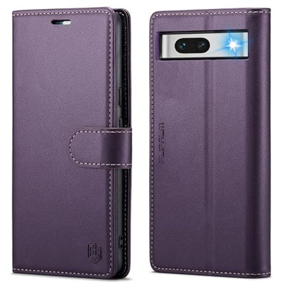 FLIPALM Wallet Case for Google Pixel 8a, Purple | Card Holder, RFID Blocking, PU Leather Folio Flip, Kickstand, Protective Shockproof Cover - color: Purple