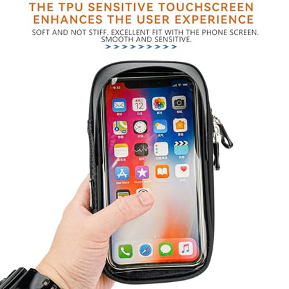 Waterproof Bike Phone Bag with Touchscreen, Bicycle Frame Phone Holder Fits Up to 7 Inch Phones, Cycling Top Tube Bag with Sun Visor for Road Bike & MTB - style: Minimalist, Sporty