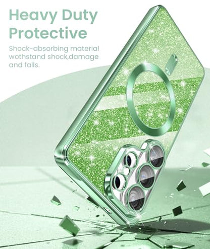 Plated Gold Magnetic Case for Samsung Galaxy S26 Ultra-Green - color: Electroplating Clear TPU-Grass Green