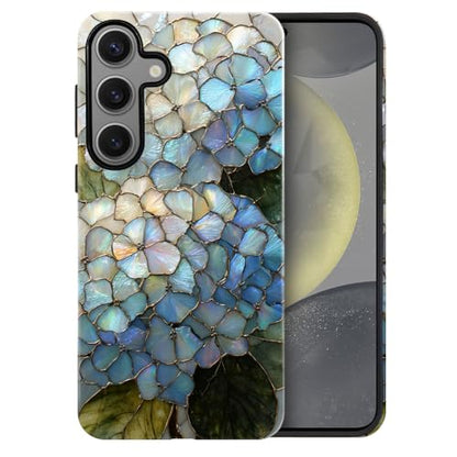 Compatible with Samsung Galaxy S24 FE Case,Glossy Case All-Round Protection Shockproof Anti-Scratches TPU Cover,Cases for Man Woman-Hydrangeas Bush Stained Glass - color: Hydrangeas Bush Stained Glass, size: Galaxy S24 FE