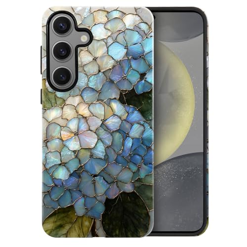 Compatible with Samsung Galaxy S24 Case,Glossy Case All-Round Protection Shockproof Anti-Scratches TPU Cover,Cases for Man Woman-Hydrangeas Bush Stained Glass - color: Hydrangeas Bush Stained Glass, size: Galaxy S24