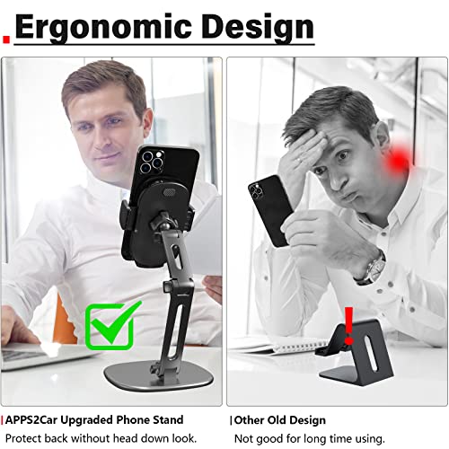 APPS2Car Phone Stand for Desk, Adjustable Cell Phone Holder for Office - color: Black - Phone Stand