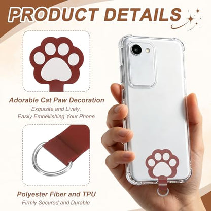 uxcell Phone Tether Tab Universal Cat Paw Phone Lanyard Case Patch Phone - color: Wine Red