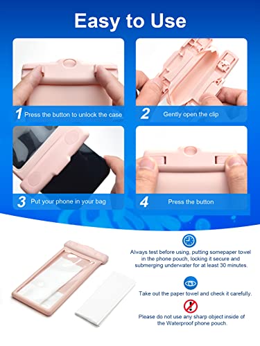 wellhouse Waterproof Phone Pouch, Waterproof Phone Case for iPhone 17 16 15 14 13 Pro Max XS Samsung, IPX8 3D Cellphone Dry Bag Beach Essentials (1 Pack -Earl Pink 7 inch) - color: 1 Pack -Earl Pink 7 inch