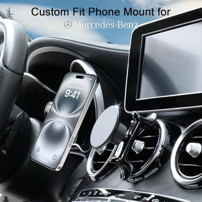 MagSafe Car Mount for Mercedes-Benz, Round Air Vent Holder with Strong Magnet, Compatible with Mercedes Benz GLC, C-Class, E-Class, A/B-Class, GLC/GLB/GLA/Sprinter, Mercedes Benz Accessories - style: Magsafe
