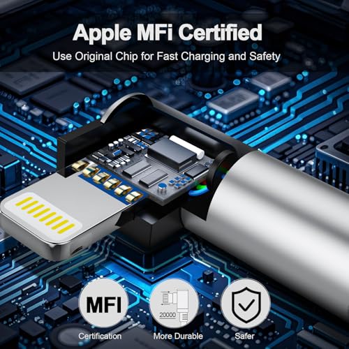3Pack Right Angle Long iPhone Charge Cable, 90 Degree Apple USB A to Lightning Cable 6FT/2M*2+10FT/3M,Nylon Braided Sync Data Charger Cable, Fast Charge Cord for iPhone 14 13 12 11 Pro Max Xr 8 7 Plus
