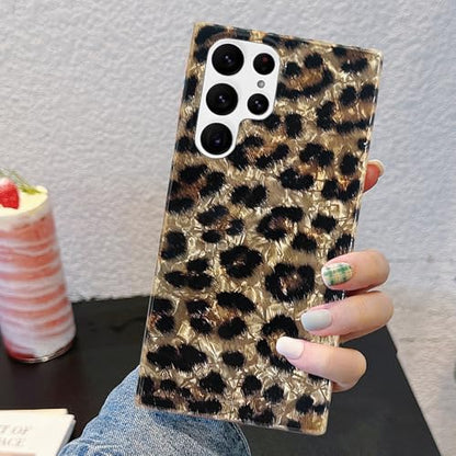 J.west Galaxy S22 Ultra Case 5G 6.8-inch, Phone Case S22 Ultra, Soft Sparkly Leopard Print Pearly Thinfoil Animal Design Women Girl Protective Case Phone Cover Compatible with Samsung S22Ultra - color: Wild Cheetah