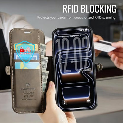 for iPhone 17 Pro Max Slim Case Wallet Wireless Charging, Brown - color: Brown, size: iPhone 17 Pro Max - 6.9"