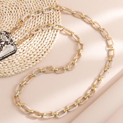 Phone Crossbody Chain Cell Phone Lanyard,Acrylic Shouder Strap Universal Cellphone Chain Strap with Tether Patches Compatible with Most Phones Bag Purse Beige - color: L