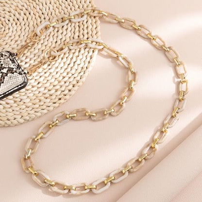 Phone Crossbody Chain Cell Phone Lanyard,Acrylic Shouder Strap Universal Cellphone Chain Strap with Tether Patches Compatible with Most Phones Bag Purse Beige - color: L