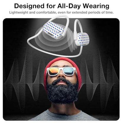 Purity Air Open Ear Headphones - True Air Conduction Wireless Bluetooth Open Ear Earbuds with Dual Mic for iPhone/Android - Secured Long Wearing Comfort, Sports Sweat Resistant (Blue Dots) - color: Blue Dots