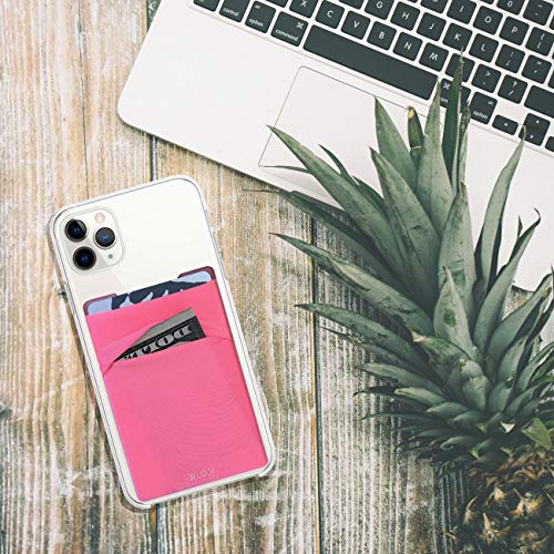 RFID Blocking Phone Card Wallet - Double Secure Pocket - Ultra-Slim Self Adhesive Credit Card Holder Card Sleeves Phone Wallet Sticker All Smartphones(Purple)-2PC - color: Dark Purple