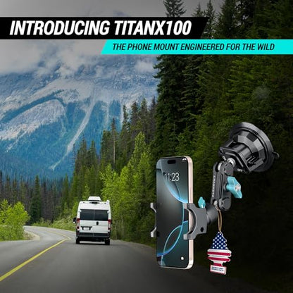 CARMOUNT TitanX100 – Suction Cup Phone Mount for Car & Truck – Heavy Duty Metal Phone Holder, Windshield Phone Mount for iPhone, Android, GPS & All Devices - style: TitanX100