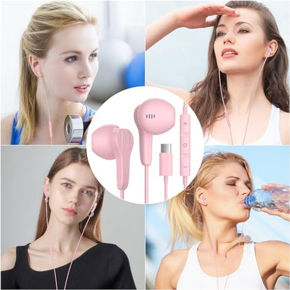 USB C Headphone for iPhone 17 Air 16 15 18 Pro Max Duo Plus/iPad, Pink - color: Pink