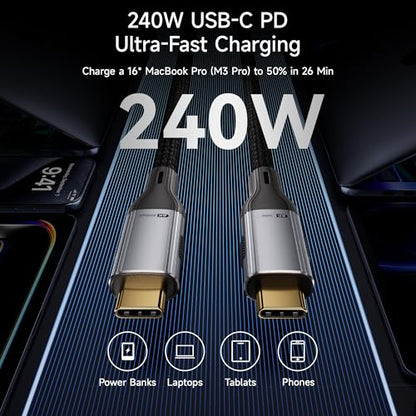 USBC to USBC 240W [6ft/2 Pack] USB C to USB C Fast Charging Cable Braided C to C Charger Cord for MacBook Pro/Air, iPhone171615 Pro Max Plus,iPad Pro,Samsung Galaxy S25 Ultra S24 S23,Pixel,PS5,Switch - size: 6FT+6FT