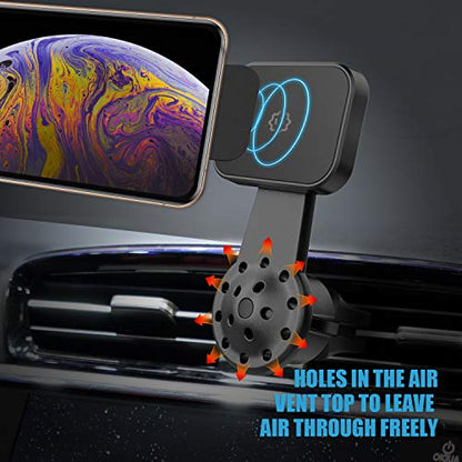 Magnetic Mount, Universal Air Vent Twist Hole Magnetic Phone Holder for Car, for All Cell Phones with Fast Swift-Snap Technology, Will Not Block Air Vent Flow - for Horizontal Vent