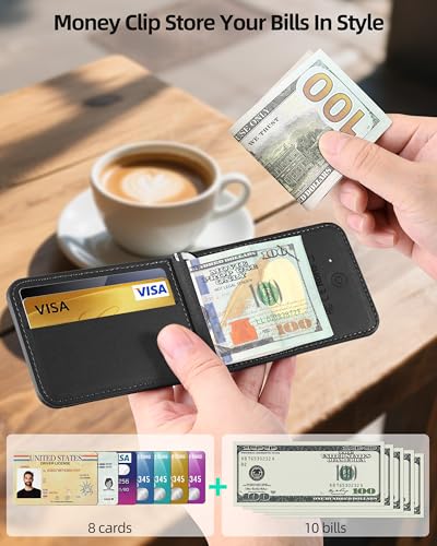 for Magsafe Wallet with Money Clip, Works with Apple Find My, 8 Card Holder - color: Classic Black