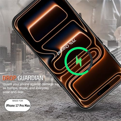 Battery Case for iPhone 17 Pro Max,12000mAh Rechargeable Portable Charging Case with Wireless Charging Compatible for iPhone 17 Pro Max (6.9inch) with Carplay Extend Battery Pack Charger Cover (Black) - size: iPhone 17 Pro Max-12000mAh Black