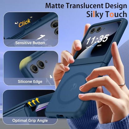 GUAGUA for Motorola Razr 2024 Case/Razr 2025 Case, Magnetic Cases Translucent Matte Back [Compatible with Magsafe] Slim Protective Shockproof Phone Case for Moto Razr 2024/2025 6.9'', Blue - color: Blue