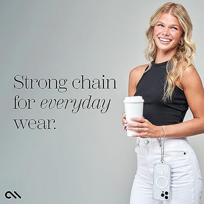 Case-Mate Phone Charm Wrist Strap with Silver Chain - Dainty Silver Chain | Detachable Anti-Theft Phone Strap - Hands-Free iPhone Wrist Strap for Women - Phone Chain Wristlet for Galaxy, Pixel & More - color: Dainty Silver Chain