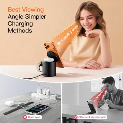 Foldable Magnetic 3 in 1 Wireless Charger Stand for iPhone Watch AirPods